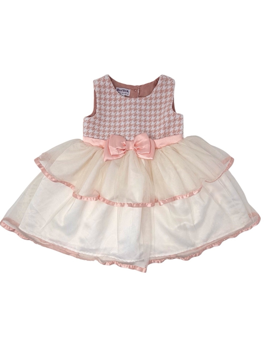 Blueberi Boulevard dress w/plaid bodice layered tulle skirt & satin bow size 2T